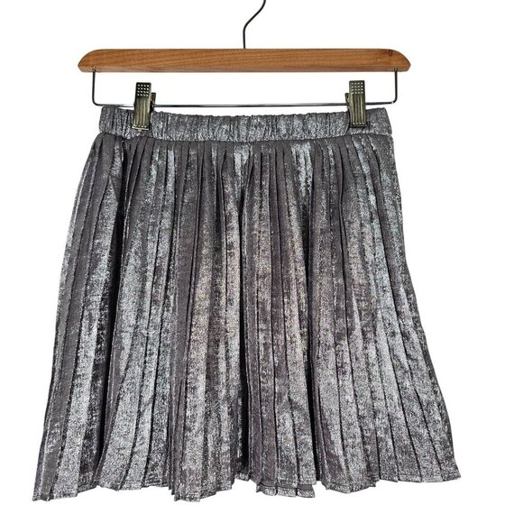 Gap Girls‎ Metallic Silver Pleated Skirt A-Line Elastic Waistband Kids XL 12 NWT - Picture 2 of 10